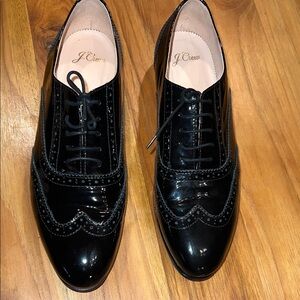 J. Crew Women’s Patent Leather Wingtip Lace-Up Oxfords 9-1/2
